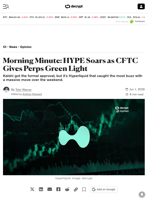 Morning Minute: HYPE Soars as CFTC Gives Perps Green Light - Decrypt