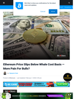 Ethereum Price Slips Below Whale Cost Basis — More Pain For Bulls? | Bitcoinist.com