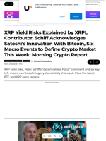 XRP Yield Risks Explained by XRPL Contributor, Schiff Acknowledges Satoshi's Innovation With Bitcoin, Six Macro Events to Define Crypto Market This Week: Morning Crypto Report - U.Today