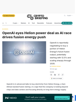 OpenAI eyes Helion power deal as AI race drives fusion energy push
