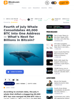Fourth of July Whale Consolidates 40,000 BTC Into One Address — What’s Next for Billions in Bitcoin? – Crypto News Bitcoin News