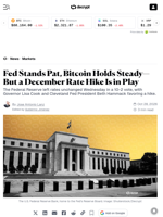 Fed Stands Pat, Bitcoin Holds Steady—But a December Rate Hike Is in Play - Decrypt