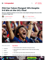 PSG Fan Token Plunged 18% Despite 5-0 Win at the UCL Final - Coinspeaker