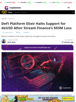 DeFi Platform Elixir Halts Support for deUSD After Stream Finance’s $93M Loss
