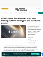 Liquid raises $18 million to build 24/7 trading platform for crypto and traditional assets