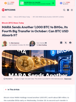 BTC USD: MARA Sends Another 1,000 BTC to BitGo