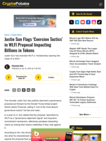 Justin Sun Flags 'Coercion Tactics' in WLFI Proposal Impacting Billions in Tokens