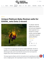 Unique Platinum Baby Roshan sells for $300K, sets Dota 2 record