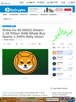 Shiba Inu $0.00022 Dream: 1.18 Trillion SHIB Whale Buy Sparks 1,500% Rally Vision ⋆ ZyCrypto