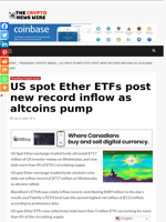 US spot Ether ETFs post new record inflow as altcoins pump - The Crypto News Wire