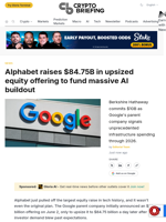 Alphabet raises $84.75B in upsized equity offering to fund massive AI buildout