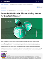 Tether Builds Modular Bitcoin Mining System for Greater Efficiency