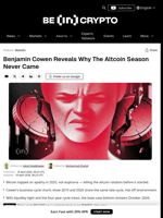 Will Crypto Have an Altcoin Season in 2026? Ben Cowen Predicts