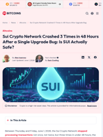 Sui Crypto Network Crashed 3 Times in 48 Hours After Upgrade Bug