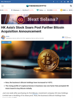 HK Asia's Stock Soars Post Further Bitcoin Acquisition Announcement - TheNewsCrypto