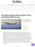 US strikes target Iranian positions amid escalating 2026 Iran war