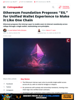 Ethereum Foundation Proposes “EIL” for Unified Wallet Experience to Make it Like One Chain - Coinspeaker