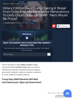 Hillary Clinton Says Trump Taking A 'Break' From Gold-And-Marble Interior Renovations To Defy Court Order On SNAP: 'Nero Would Be Proud'  - Benzinga