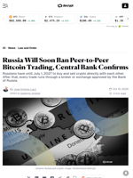 Russia Will Soon Ban Peer-to-Peer Bitcoin Trading, Central Bank Confirms - Decrypt