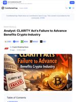 Analyst: CLARITY Act’s Failure to Advance Benefits Crypto Industry: Guest Post by Crypto Breaking News | CoinMarketCap
