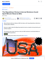 GOP Defections Defeat Bitcoin Reserve Bills