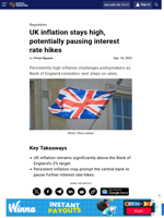 UK inflation stays high, potentially pausing interest rate hikes
