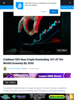 Coinbase CEO Sees Crypto Dominating 10% Of The World's Economy By 2030