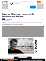 Buterin: Ethereum Needs to Be Resilient and Private