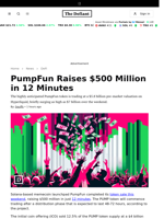 PumpFun Raises $500 Million in 12 Minutes - 
