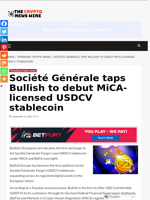 Société Générale taps Bullish to debut MiCA-licensed USDCV stablecoin - The Crypto News Wire
