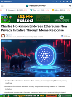 Charles Hoskinson Endorses Ethereum's New Privacy Initiative Through Meme Response