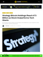 Strategy Bitcoin Holdings Reach $73 Billion as Stock Outperforms Tech Giants - CoinCentral