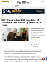 Kelly Cates to lead BBC broadcast of Scotland's first World Cup match in 28 years