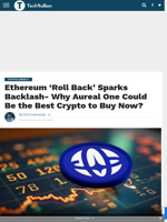 Ethereum 'Roll Back' Sparks Backlash- Why Aureal One Could Be the Best Crypto to Buy Now?  - TechBullion