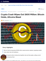 Crypto Crash Wipes Out $600 Million: Bitcoin Holds, Altcoins Bleed