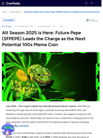 Alt Season 2025 is Here: Future Pepe ($FPEPE) Leads the Charge as the Next Potential 100x Meme Coin