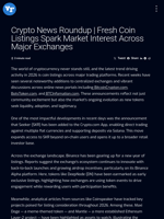 Crypto News Roundup | Fresh Coin Listings Spark Market Interest Across Major Exchanges | Visionary Financial