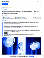 Hyperliquid (HYPE) Surges Past Sui, Eyes New All-Time High