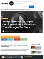Analyst Warns ALGO Dip Is Coming and Here Is the Price That Changes the Story | Live Bitcoin News