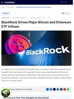 BlackRock Drives Major Bitcoin and Ethereum ETF Inflows