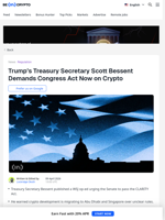Bessent Urges Senate to Pass CLARITY Act in New Op-Ed