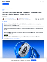 Bitcoin Price Falls As The Two Most Important BTC Holders Sell