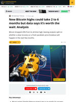 Bitcoin's Recovery May Take Months After 20% Dip: Here's Why