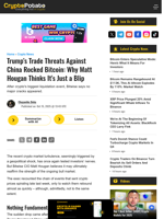 Trump's Trade Threats Against China Rocked Bitcoin: Why Matt Hougan Thinks It's Just a Blip
