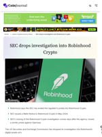 SEC drops investigation into Robinhood Crypto - CoinJournal
