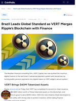 Brazil Leads Global Standard as VERT Merges Ripple’s Blockchain with Finance 