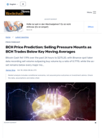 BCH Price Prediction: Selling Pressure Mounts as BCH Trades Below Key Moving Averages - Blockchain.News