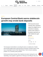 European Central Bank warns stablecoin growth may erode bank deposits