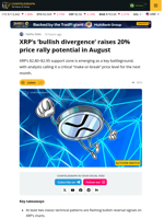 XRP’s ‘Bullish Divergence’ Raises 20% Price Rally Potential This Month
