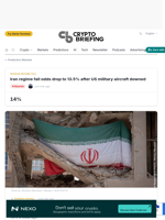 Iran regime fall odds drop to 13.5% after US military aircraft downed